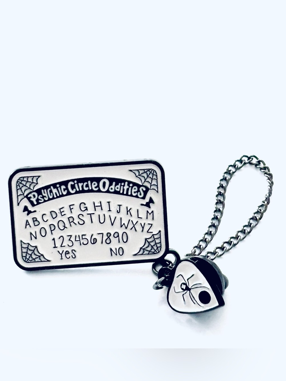 Psychic Circle Oddities Ouija Unisex Enamel Pin - White/Black, NWT